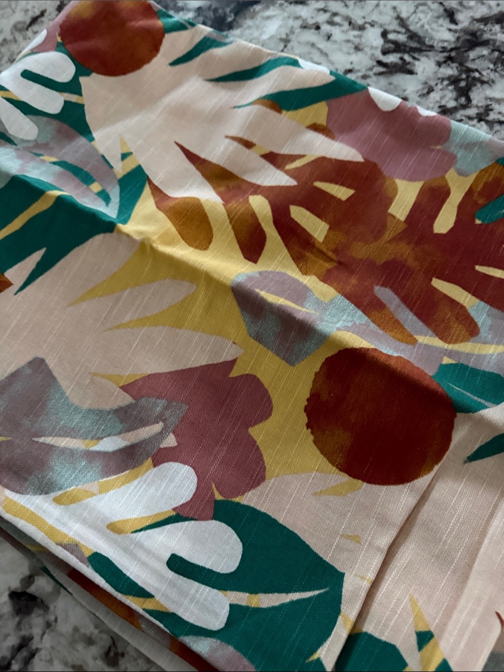 Opalhouse Red Label Tropical Print Outdoor Tablecloth with Teal and Mustard Acce